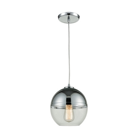 Elk Lighting 10492/1 1-Light Mini Pendant in Polished Chrome with Clear and Chrome-plated Glass