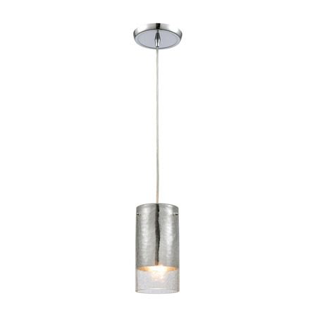 Elk Lighting 10570/1 1-Light Mini Pendant in Chrome with Chrome-plated and Clear Crackle Glass