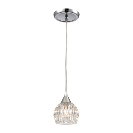 Elk Lighting 10824/1 1-Light Mini Pendant in Polished Chrome with Clear Crystal