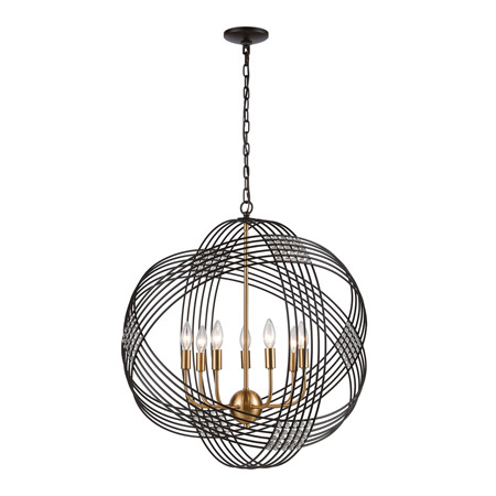Elk Lighting 11194/7 7-Light Chandelier in Oil Rubbed Bronze with Clear Crystal Beads