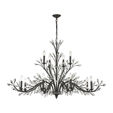 Elk Lighting 11777/8+4 Crystal Crystal Branches 12 Light Chandelier In Burnt Bronze