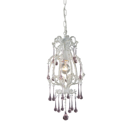 Elk Lighting 12003/1RS 1-Light Mini Pendant in Antique White with Rose Crystals