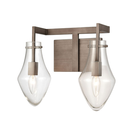 Elk Lighting 12292/2 2-Light Vanity Light in Weathered Zinc with Clear Glass