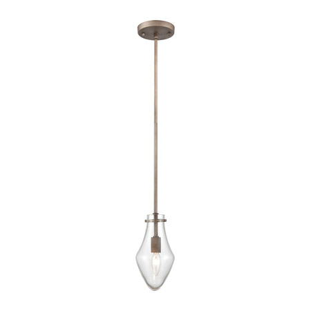 Elk Lighting 12295/1 1-Light Mini Pendant in Weathered Zinc with Clear Glass
