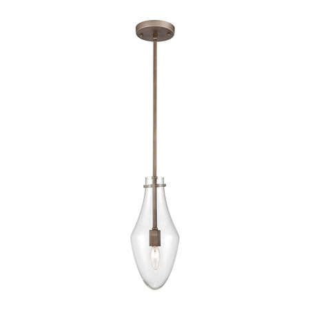 Elk Lighting 12296/1 1-Light Mini Pendant in Weathered Zinc with Clear Glass