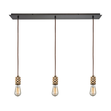 Elk Lighting 14391/3LP Camley 3 Light Pendant In Polished Gold And Oil Rubbed Bronze