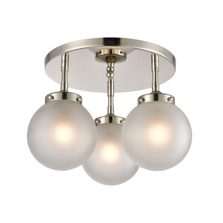 Elk Lighting 15362/3 3-Light Semi Flush Mount in Polished Nickel with Frosted