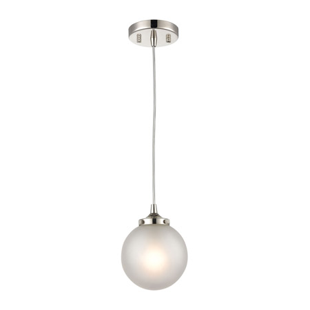 Elk Lighting 15363/1 1-Light Mini Pendant in Polished Nickel with Frosted
