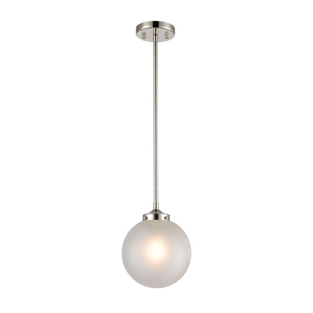 Elk Lighting 15364/1 1-Light Mini Pendant in Polished Nickel with Frosted