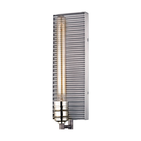 Elk Lighting 15921/1 Corrugated Steel 1 Light Wall Sconce In Weathered Zinc And Polished Nickel