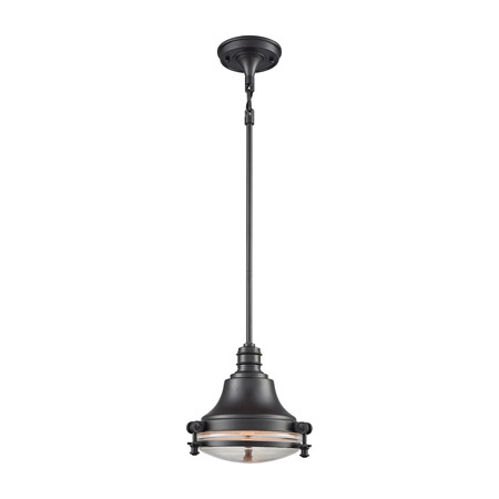 Elk Lighting 16082/1 1-Light Mini Pendant in Oil Rubbed Bronze with Clear Glass