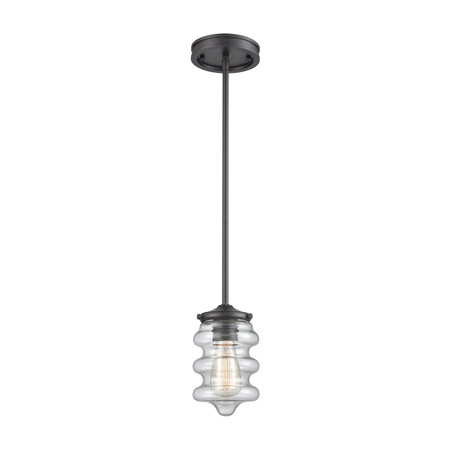 Elk Lighting 16160/1 1-Light Mini Pendant in Oil Rubbed Bronze with Clear Blown Glass