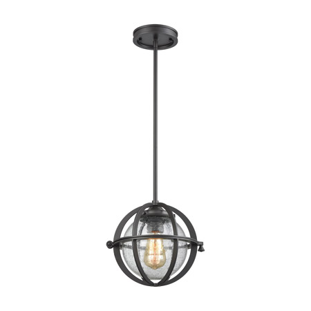 Elk Lighting 16163/1 1-Light Mini Pendant in Oil Rubbed Bronze with Clear Seedy Blown Glass