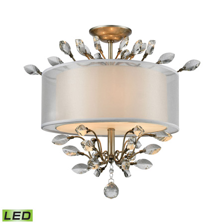 Elk Lighting 16281/3-LED Crystal Asbury 3 Light LED Semi Flush In Aged Silver