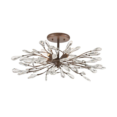 Elk Lighting 18254/4 4-Light Semi Flush Mount in Sunglow Bronze with Clear Crystal