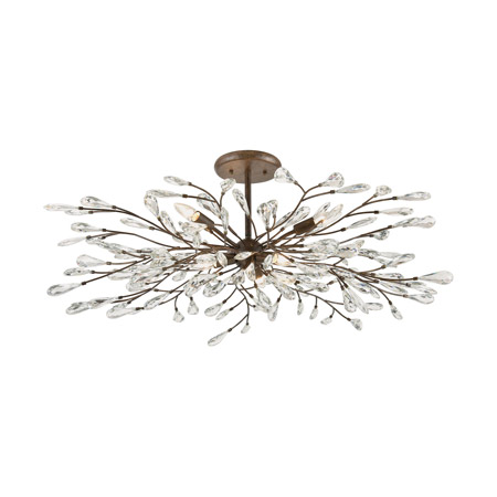 Elk Lighting 18255/6 6-Light Semi Flush Mount in Sunglow Bronze with Clear Crystal