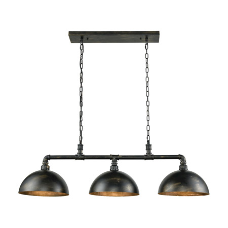 Elk Lighting 18256/3 3-Light Island Light in Black and Brushed Gold Accents with Matching Shades
