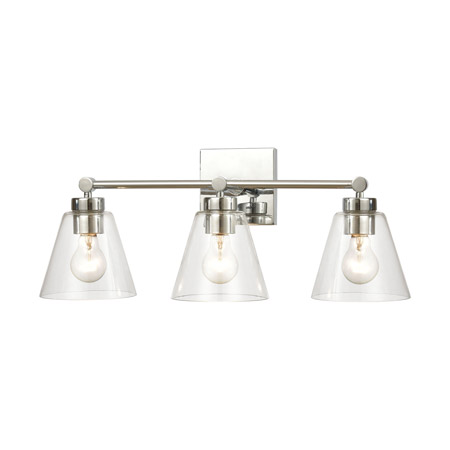 Elk Lighting 18344/3 3-Light Vanity Light in Polished Chrome with Clear Glass