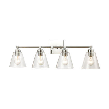 Elk Lighting 18345/4 4-Light Vanity Light in Polished Chrome with Clear Glass