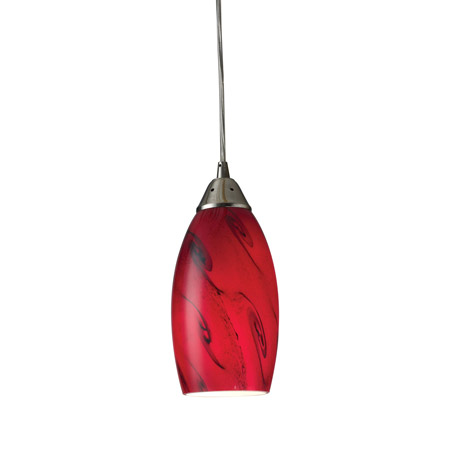 Elk Lighting 20001/1RG-LED Galaxy 1 Light LED Pendant In Red And Satin Nickel