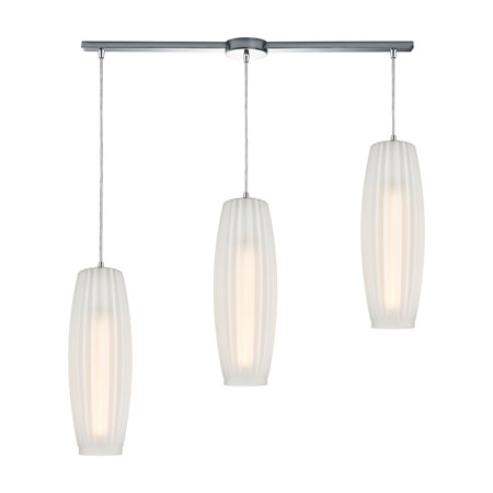Elk Lighting 21220/3L 3-Light Linear Mini Pendant Fixture in Polished Chrome with Frosted Ribbed Glass