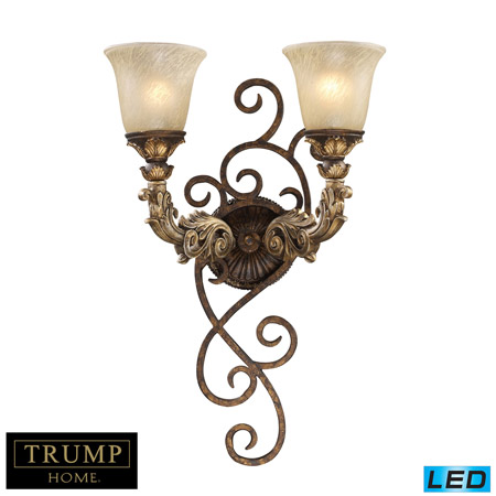 Elk Lighting 2155/2-LED Crystal Regency 2 Light LED Wall Sconce In Burnt Bronze And Gold Leaf