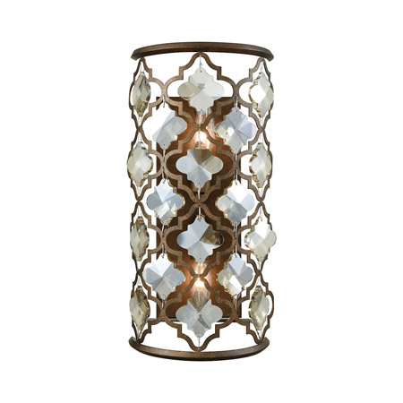 Elk Lighting 31091/2 2-Light Sconce in Weathered Bronze with Champagne-plated Crystals