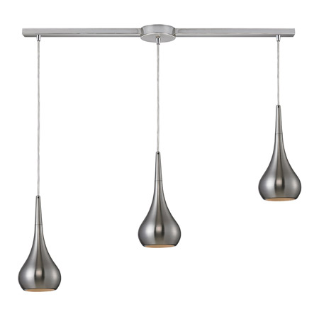 Elk Lighting 31340/3L-SN 3-Light Linear Pendant Fixture in Satin Nickel with Satin Nickel Finished Glass