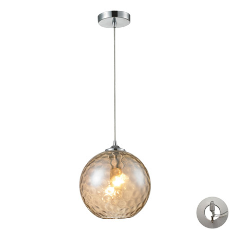 Elk Lighting 31380/1CMP-LA Watersphere 1 Light Pendant In Polished Chrome And Champagne Glass