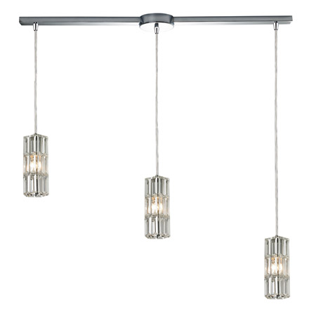 Elk Lighting 31487/3L Crystal Cynthia 3 Light Pendant In Polished Chrome And Clear K9 Crystal