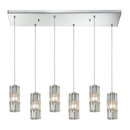 Elk Lighting 31487/6RC Crystal Cynthia 6 Light Pendant In Polished Chrome And Clear K9 Crystal