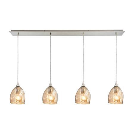 Elk Lighting 31595/4LP Niche 4 Light Pendant In Satin Nickel And Champagne Plated Glass