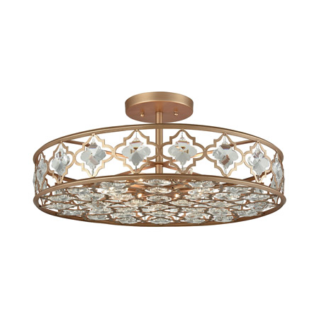 Elk Lighting 32093/8 8-Light Semi Flush in Matte Gold with Clear Crystals