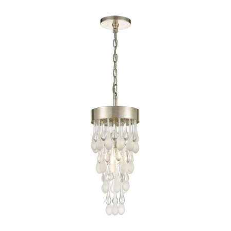 Elk Lighting 32344/1 1-Light Mini Pendant in Silver Leaf with Clear and Frosted Glass Drops