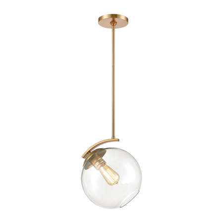 Elk Lighting 32351/1 1-Light Mini Pendant in Satin Brass with Clear Glass