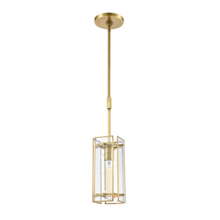 Elk Lighting 32381/1 1-Light Mini Pendant in Satin Brass with Seedy Glass