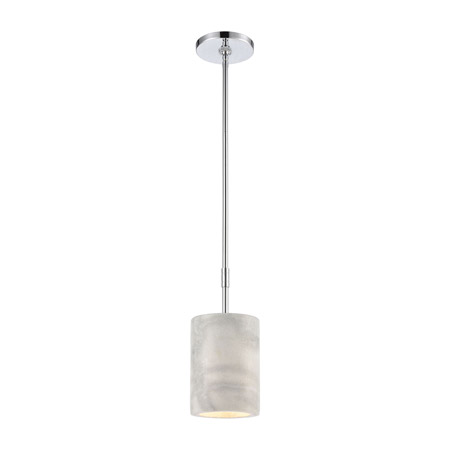 Elk Lighting 32383/1 1-Light Mini Pendant in Polished Chrome with Thick White Marble