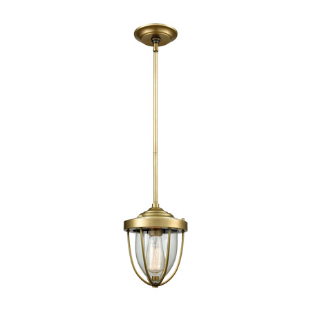 Elk Lighting 33120/1 1-Light Mini Pendant in Satin Brass with Clear Blown Glass