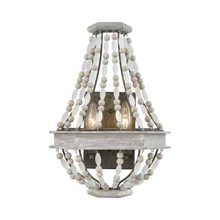 Elk Lighting 33190/2 2-Light Sconce in Washed Gray and Malted Rust with Strung Beads