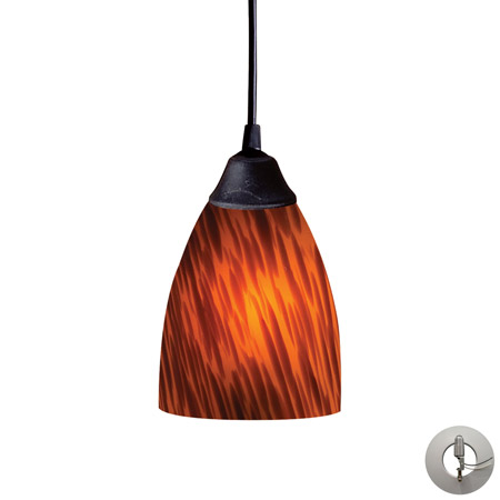Elk Lighting 406-1ES-LA Classico 1 Light Pendant In Dark Rust And Espresso Glass
