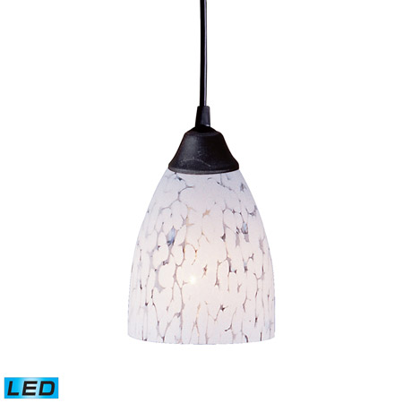 Elk Lighting 406-1SW-LED Classico 1 Light LED Pendant In Dark Rust And Snow White Glass