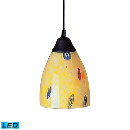 Elk Lighting 406-1YW-LED Classico 1 Light LED Pendant In Dark Rust And Yellow Blaze Glass