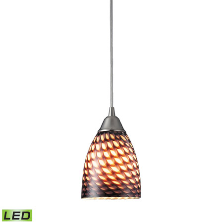 Elk Lighting 416-1C-LED Arco Baleno 1 Light LED Pendant In Satin Nickel And Coco Glass