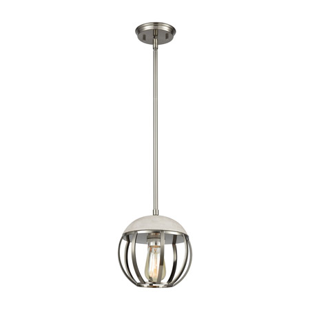Elk Lighting 45337/1 1-Light Mini Pendant in Brushed Black Nickel with Concrete and Metal Cage