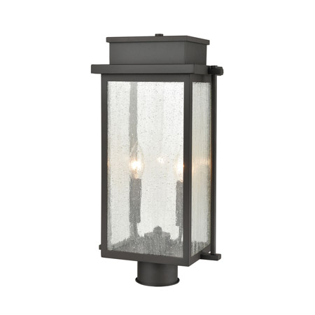 Elk Lighting 45444/2 2-Light Outdoor Post Mount in Architectural Bronze with Seedy Glass Enclosure