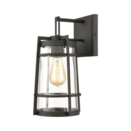 Elk Lighting 45491/1 1-Light Outdoor Sconce in Charcoal with Clear Glass