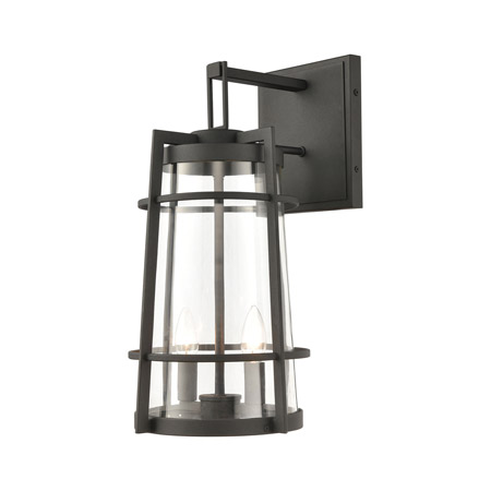 Elk Lighting 45492/2 2-Light Outdoor Sconce in Charcoal with Clear Glass