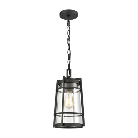 Elk Lighting 45493/1 1-Light Outdoor Pendant in Charcoal with Clear Glass