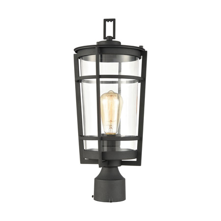 Elk Lighting 45494/1 1-Light Outdoor Post Mount in Charcoal with Clear Glass