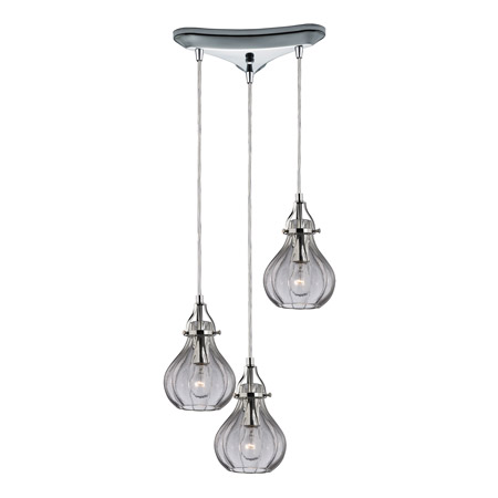Elk Lighting 46014/3 Danica 3 Light Pendant In Polished Chrome And Clear Glass